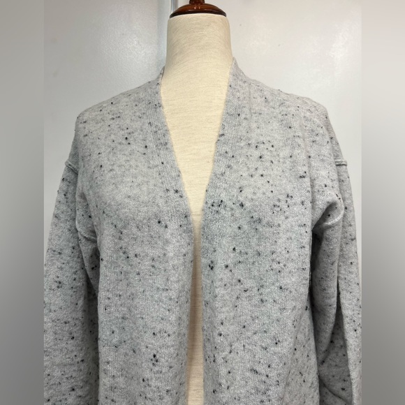 CENY Cardigan Women Size XS Gray Speckled Open Front Longline Pockets Soft Cozy - Picture 2 of 10